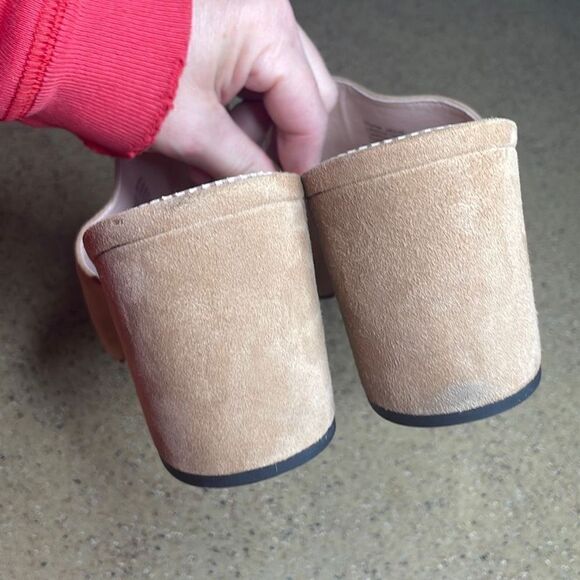 J. Crew Tan Suede Block Heeled Slip On Mules sz 10 - Picture 9 of 9